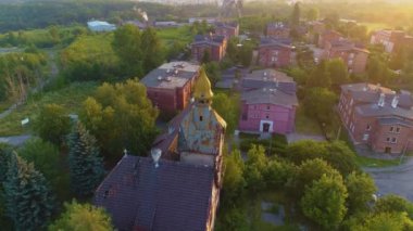 Abandoned Villa Walbrzych Opuszczona Willa Beethovena Aerial View Poland. High quality 4k footage