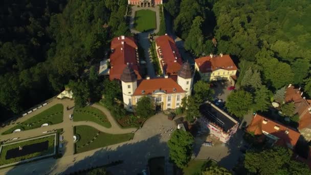 Prince Castle Cliff Walbrzych Zamek Ksiaz Vista Aérea Polônia Imagens — Vídeo de Stock