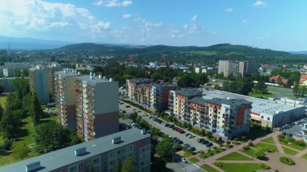 Panorama Apartments Mountains Jelenia Gora Krajobraz Aerial View Poland High — Wideo stockowe