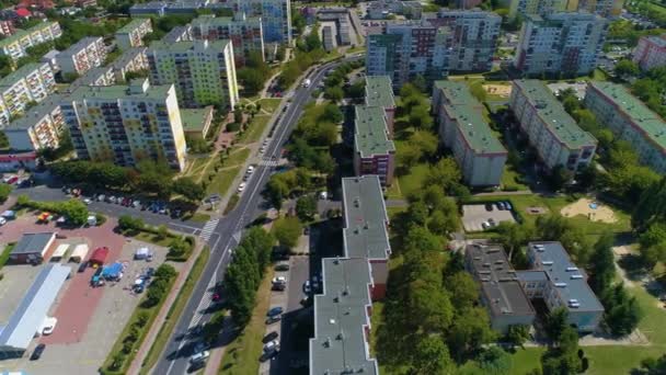 Beautiful Panorama Apartment Houses Glogow Osiedle Aerial View Poland High — Stockvideo