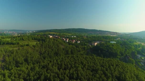 Bela Paisagem Floresta Walbrzych Krajobraz Las Aerial View Poland Imagens — Vídeo de Stock