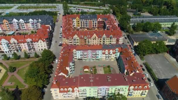 Old Town Market Square Tenement Glogow Kamienice Aerial View Poland — 图库视频影像