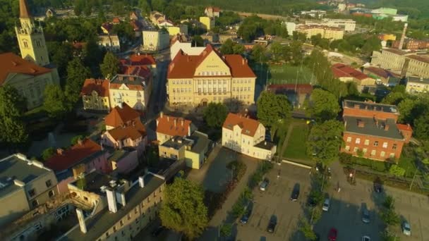 Downtown Square Walbrzych Escola Primária Szkola Vista Aérea Polônia Imagens — Vídeo de Stock