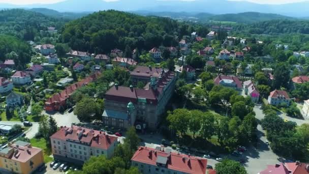 Школьный Холм Евгения Гора Воздушный Вид Польши Высококачественные Кадры — стоковое видео