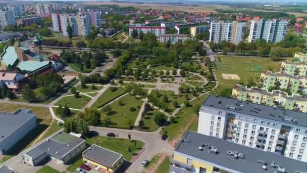Solar Sloneczny Park Glogow Kosciol Aerial View Poland High Quality — 图库视频影像