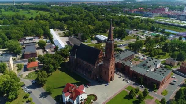Panorama Church Glogow Kosciol Nmp Aerial View Poland High Quality — 图库视频影像