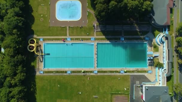 Top Swimming Pool Jelenia Gora Miejski Basen Aerial View Poland — ストック動画