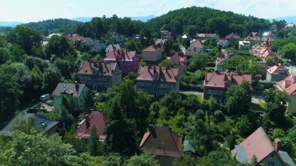 Houses Hill Jelenia Gora Domy Wzgorzu Aerial View Poland High — 图库视频影像