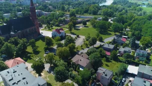 Collegiate Square Glogow Church Park Luftaufnahme Polen Hochwertiges Filmmaterial — Stockvideo