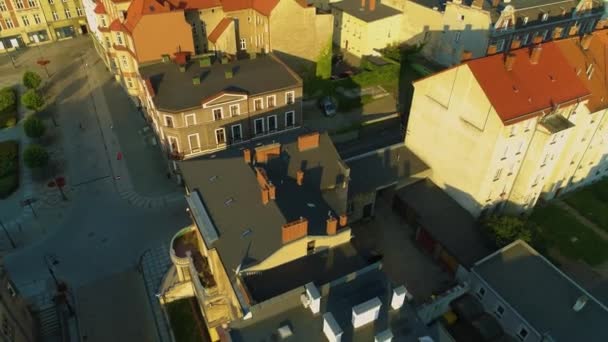 Square Downtown Walbrzych Ratusz Urzad Miejski Aerial View Poland High — Video