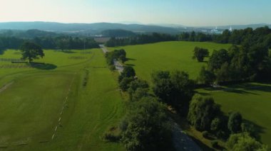 Horse Glade Walbrzych Polana Zamek Ksiaz Aerial View Poland. High quality 4k footage