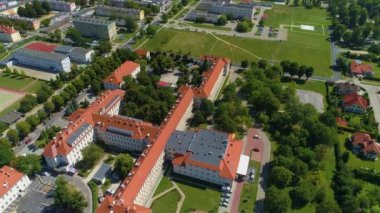 Hospital Square Helipad Landscape Glogow Szpital Aerial View Poland. High quality 4k footage