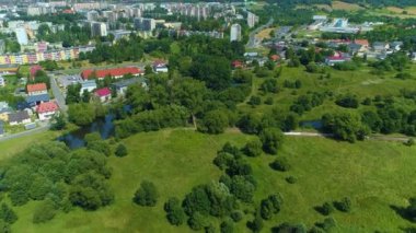 Beautiful Landscape Town Jelenia Gora Krajobraz Aerial View Poland. High quality 4k footage