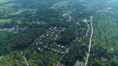 Beautiful Panorama Forest House Jelenia Gora Las Aerial View Poland. High quality 4k footage