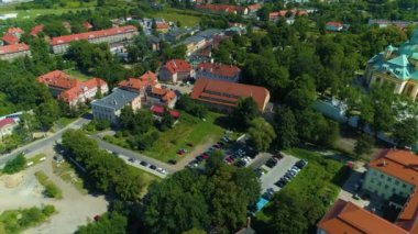Beautiful Landscape Town Jelenia Gora Krajobraz Aerial View Poland. High quality 4k footage