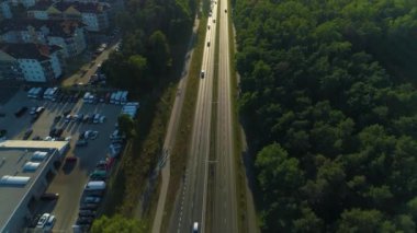 Kuzey Yolu Zielona Gora Trasa Polnocna Hava Görüntüsü Polonya. Yüksek kalite 4k görüntü