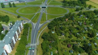 Road Junction Sudecka Gallery Jelenia Gora Galeria Aerial View Poland. High quality 4k footage