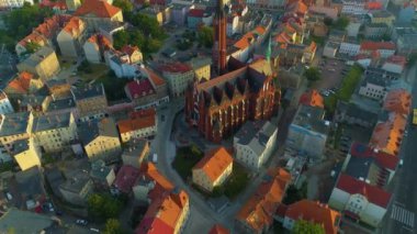 Central Collegiate Church Of Walbrzych Kosciol Nmp Aerial View Poland. High quality 4k footage