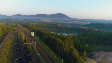 Pond Osadnik Walbrzych Panorama Oczko Wodne Havacılık Görünümü Polonya. Yüksek kalite 4k görüntü
