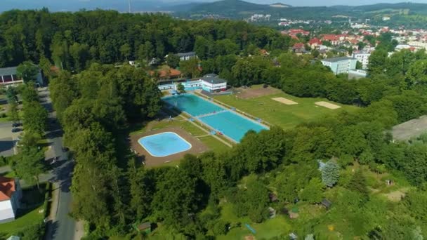 Swimming Pool Jelenia Gora Miejski Basen Aerial View Poland High — Vídeo de Stock