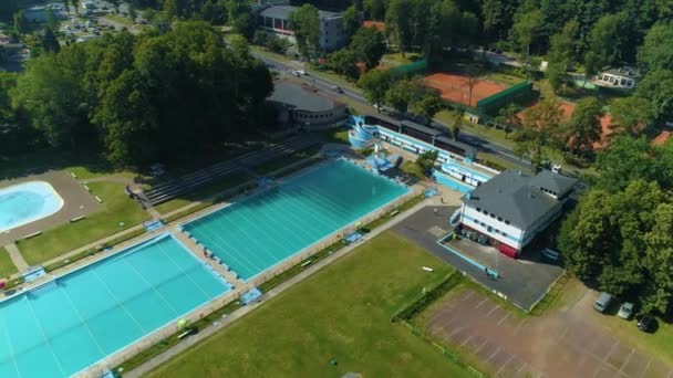 Swimming Pool Jelenia Gora Miejski Basen Aerial View Poland High — Stock video