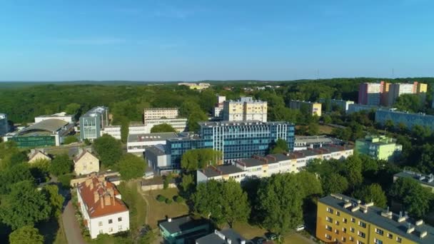 University Construction Department Zielona Gora Uniwersytet Aerial View Poland High — Stock Video