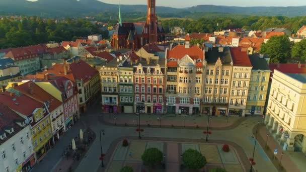 Old Town Market Center Walbrzych Ratusz Rynek Aerial View Poland — Vídeo de stock