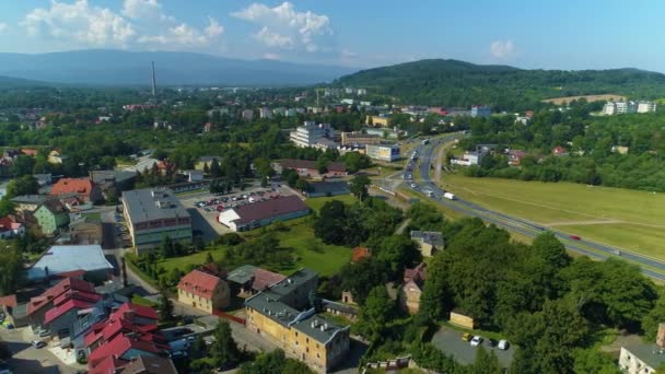 Beautiful Landscape Town Jelenia Gora Krajobraz Aerial View Poland High — Stockvideo