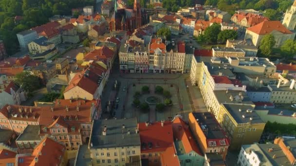 Old Town Market Center Walbrzych Ratusz Rynek Aerial View Poland — Stock video