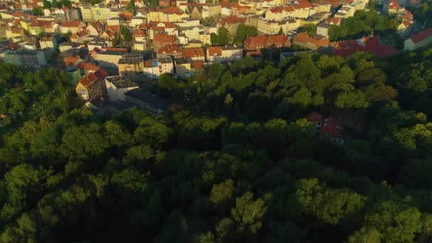 Panorama Rynek Starego Miasta Wałbrzych Ratusz Rynek Widok Lotu Ptaka — Wideo stockowe