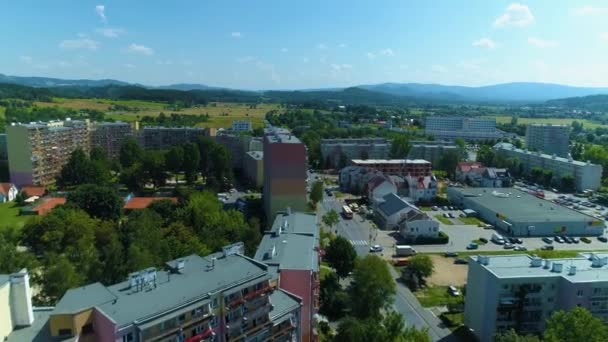 Panorama Apartments Montañas Jelenia Gora Krajobraz Vista Aérea Polonia Imágenes — Vídeo de stock