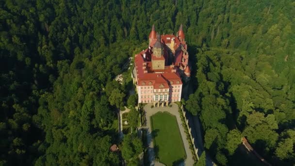 Uçurumdaki Prens Kalesi Zamek Ksiaz Hava Manzarası Polonya Yüksek Kalite — Stok video