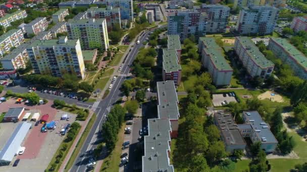 Beautiful Panorama Apartment Houses Glogow Osiedle Aerial View Poland High — Wideo stockowe