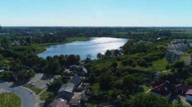 Swietokrzyskie Gniezno Gezioro Gölü Hava Görüntüsü Polonya. Yüksek kalite 4k görüntü