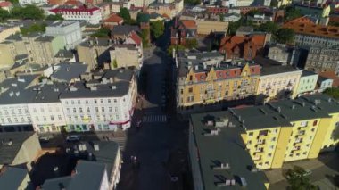 Old Town Gniezno Hava Manzaralı Polonya sokakları. Yüksek kalite 4k görüntü