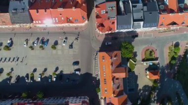 Centrum Old Town Market Konin, Miasto Rynek Hava Görüntüsü Polonya. Yüksek kalite 4k görüntü