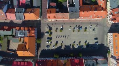 Centrum Old Town Market Konin, Miasto Rynek Hava Görüntüsü Polonya. Yüksek kalite 4k görüntü
