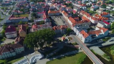 Centrum Old Town Market Konin, Miasto Rynek Hava Görüntüsü Polonya. Yüksek kalite 4k görüntü