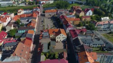 Centrum Old Town Market Konin, Miasto Rynek Hava Görüntüsü Polonya. Yüksek kalite 4k görüntü