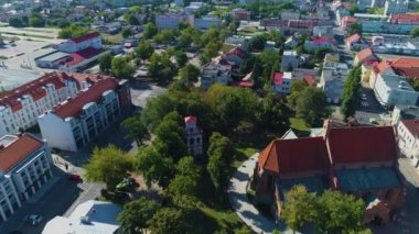 Kilise Centrum Konin Kosciol Meydanı Hava Görüntüsü Polonya. Yüksek kalite 4k görüntü