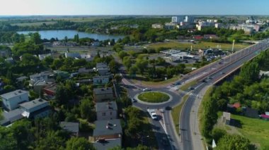 Rondo Walesy Gniezno Viaduct Hava Görüntüsü Polonya. Yüksek kalite 4k görüntü