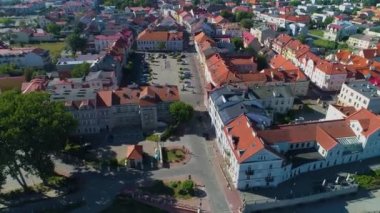 Centrum Old Town Market Konin, Miasto Rynek Hava Görüntüsü Polonya. Yüksek kalite 4k görüntü