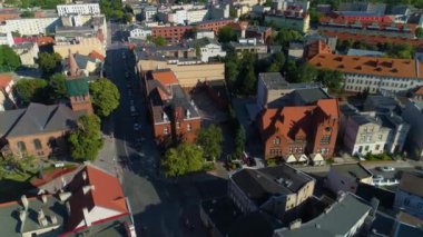 Old Town Gniezno Hava Manzaralı Polonya sokakları. Yüksek kalite 4k görüntü