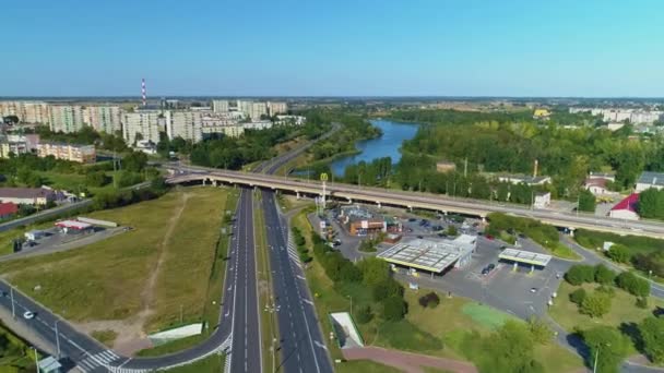 Viaduct Lake Winiary Gniezno Jezioro Pemandangan Udara Polandia Rekaman Berkualitas — Stok Video