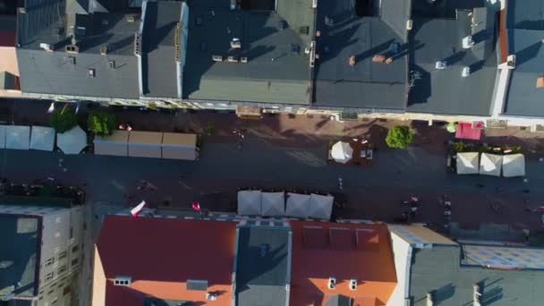 ストリートクロブレゴ旧市街Gniezno Stare Miasto Airial View Poland 高品質4K映像 — ストック動画