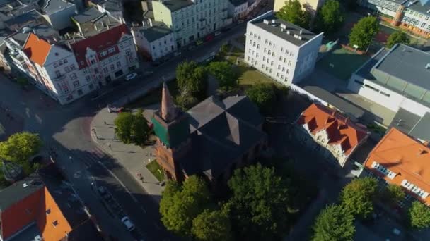 Church Nmp Gniezno Kosciol Aerial View Poland Vysoce Kvalitní Záběry — Stock video