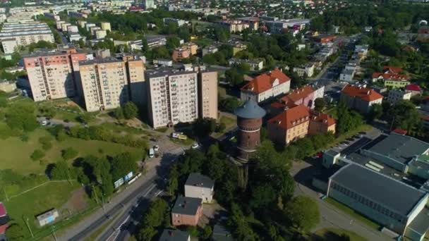 Водонапорная Башня Gniezno Wieza Cisnien Вид Воздуха Польша Высококачественные Кадры — стоковое видео