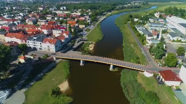 Ландшафт Torunski Bridge Centaur Konin Most Centrum Aerial View Poland — стокове відео