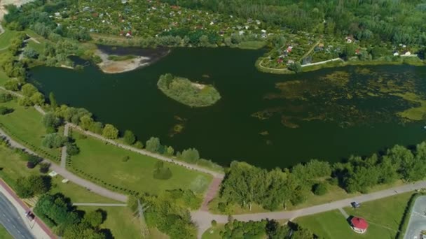Landskap Zatorze Lake Konin Jezioro Flygfoto Polen Högkvalitativ Film — Stockvideo