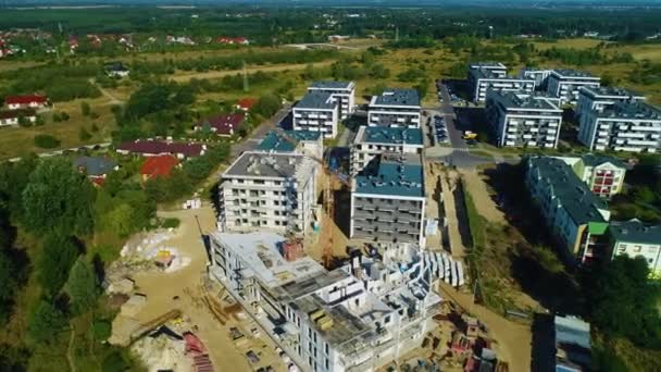 Housing Estate Construction Konin Osiedle Aerial View Poland High Quality — Stock Video